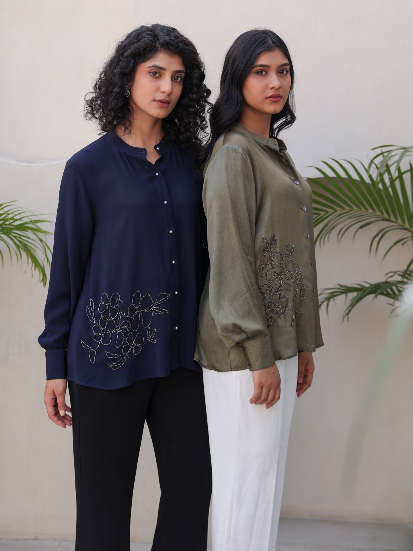 Fleur Shirt - Navy Blue