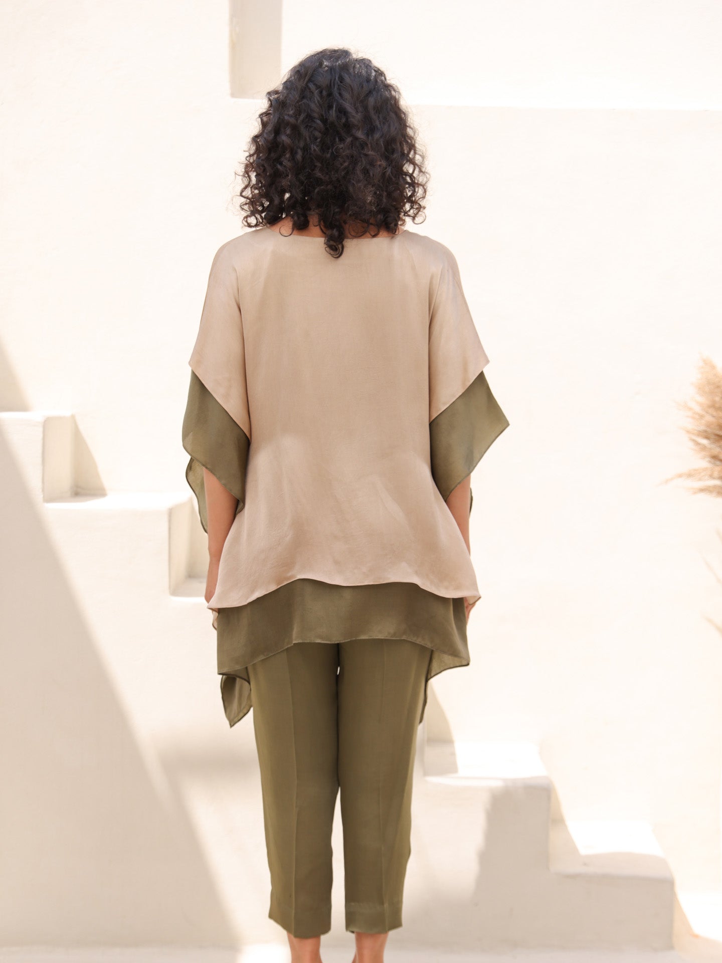 Lotus Kaftan Set - Beige Green