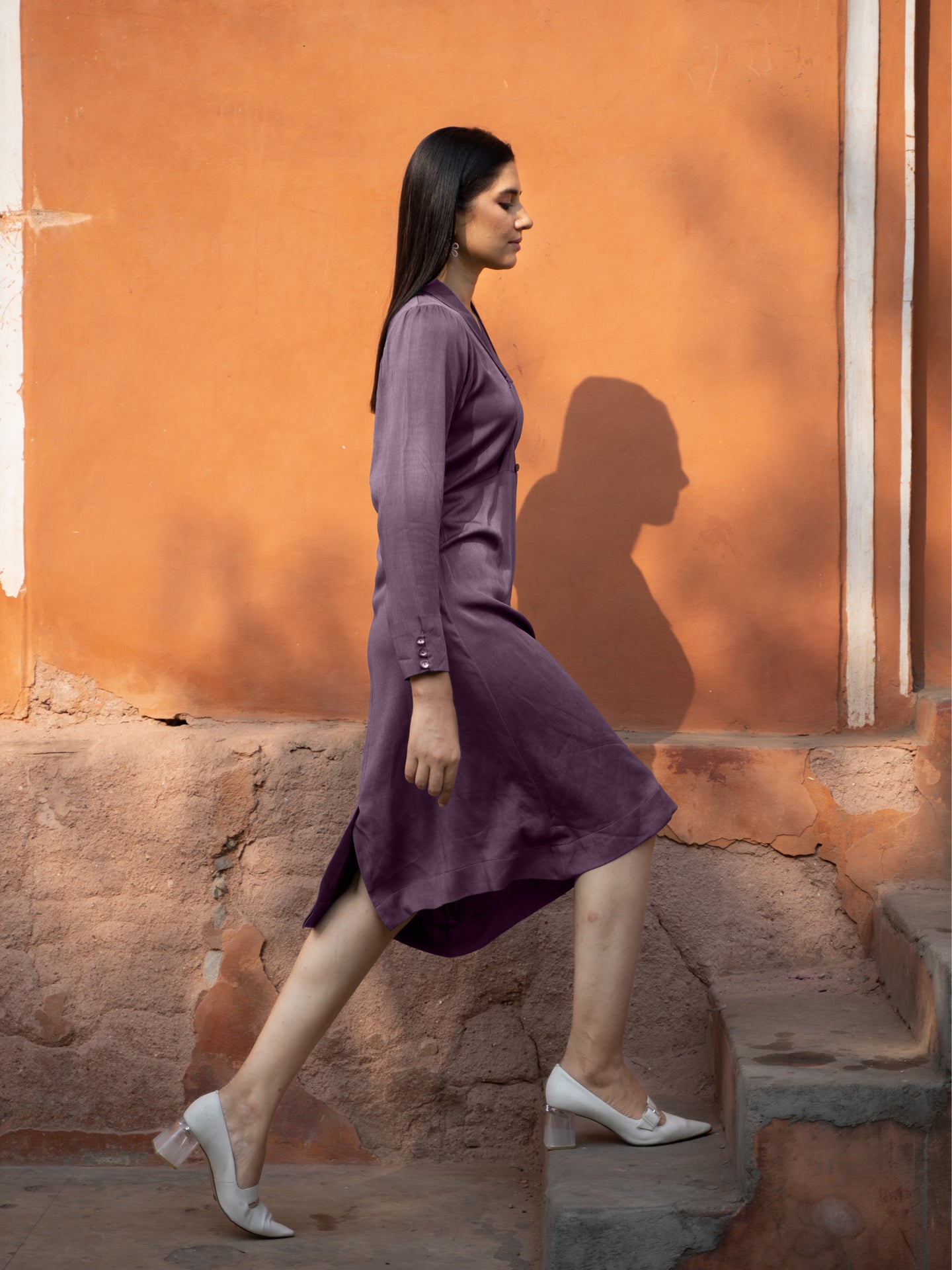 Georgia Dress - Mauve Brown