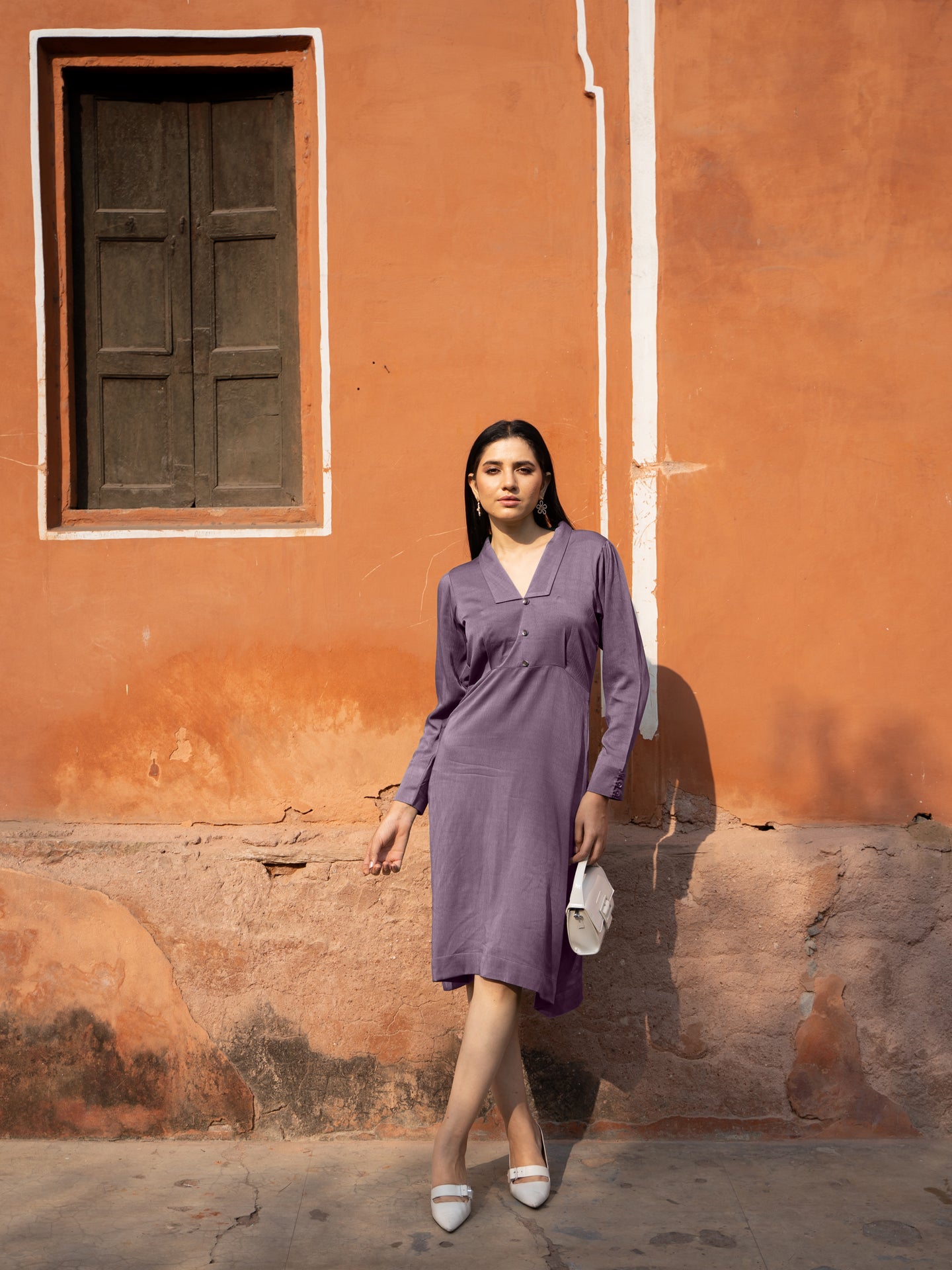 Georgia Dress - Mauve Brown
