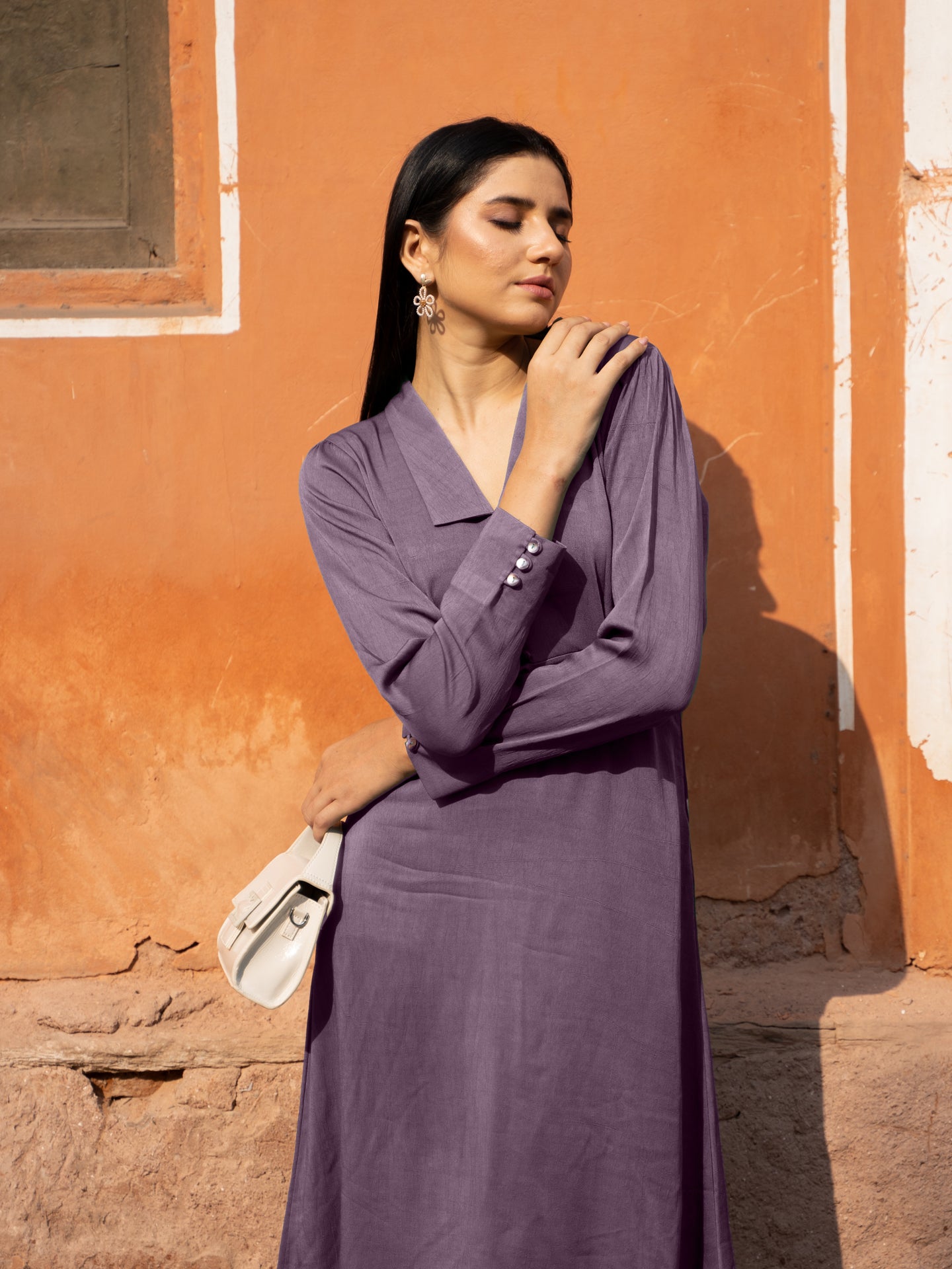 Georgia Dress - Mauve Brown