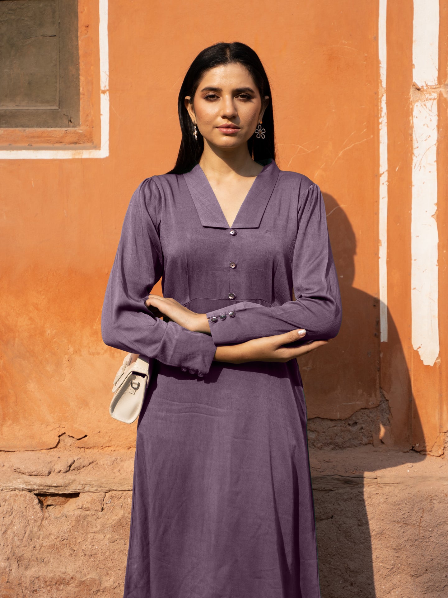 Georgia Dress - Mauve Brown