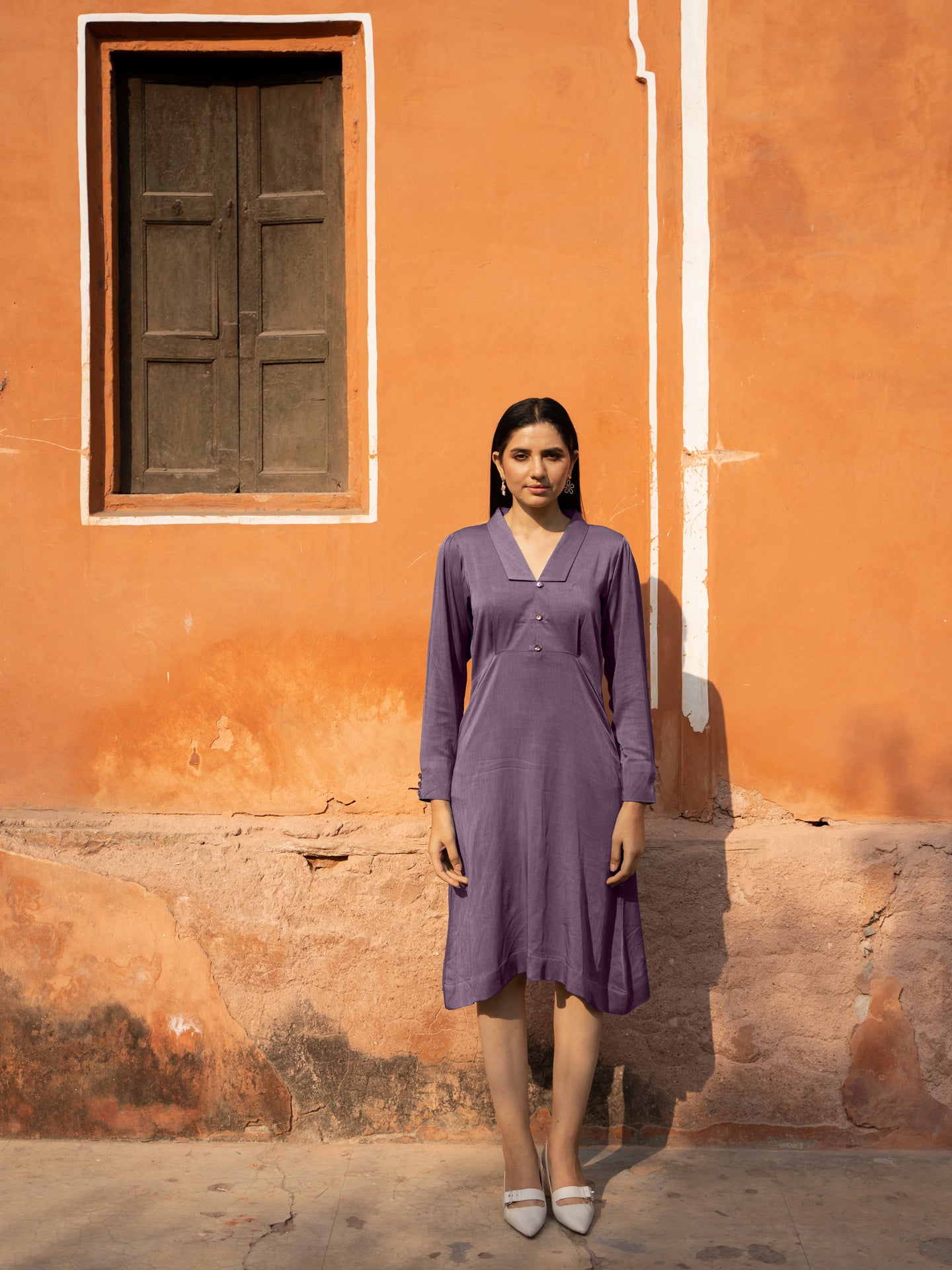Georgia Dress - Mauve Brown