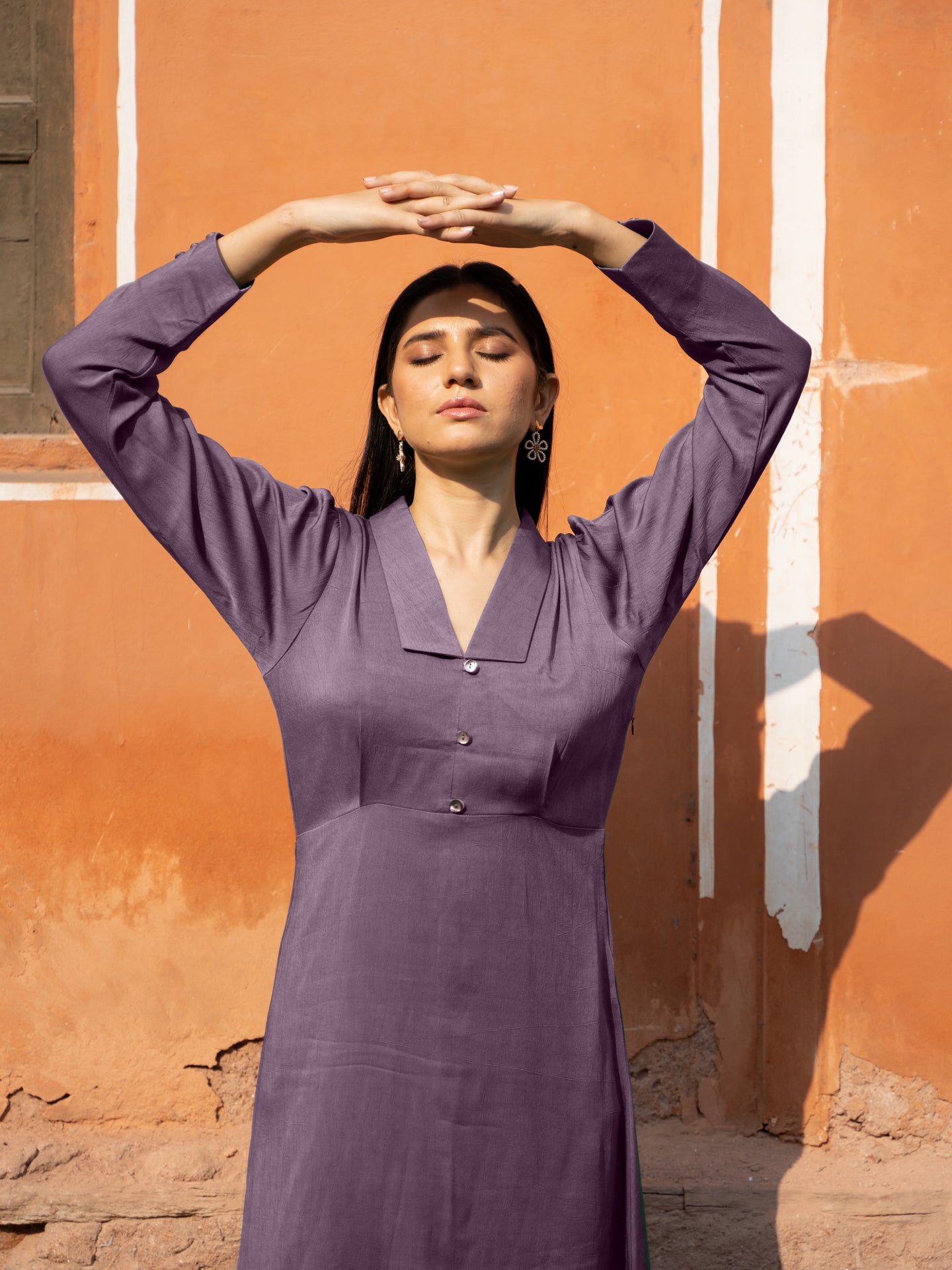 Georgia Dress - Mauve Brown