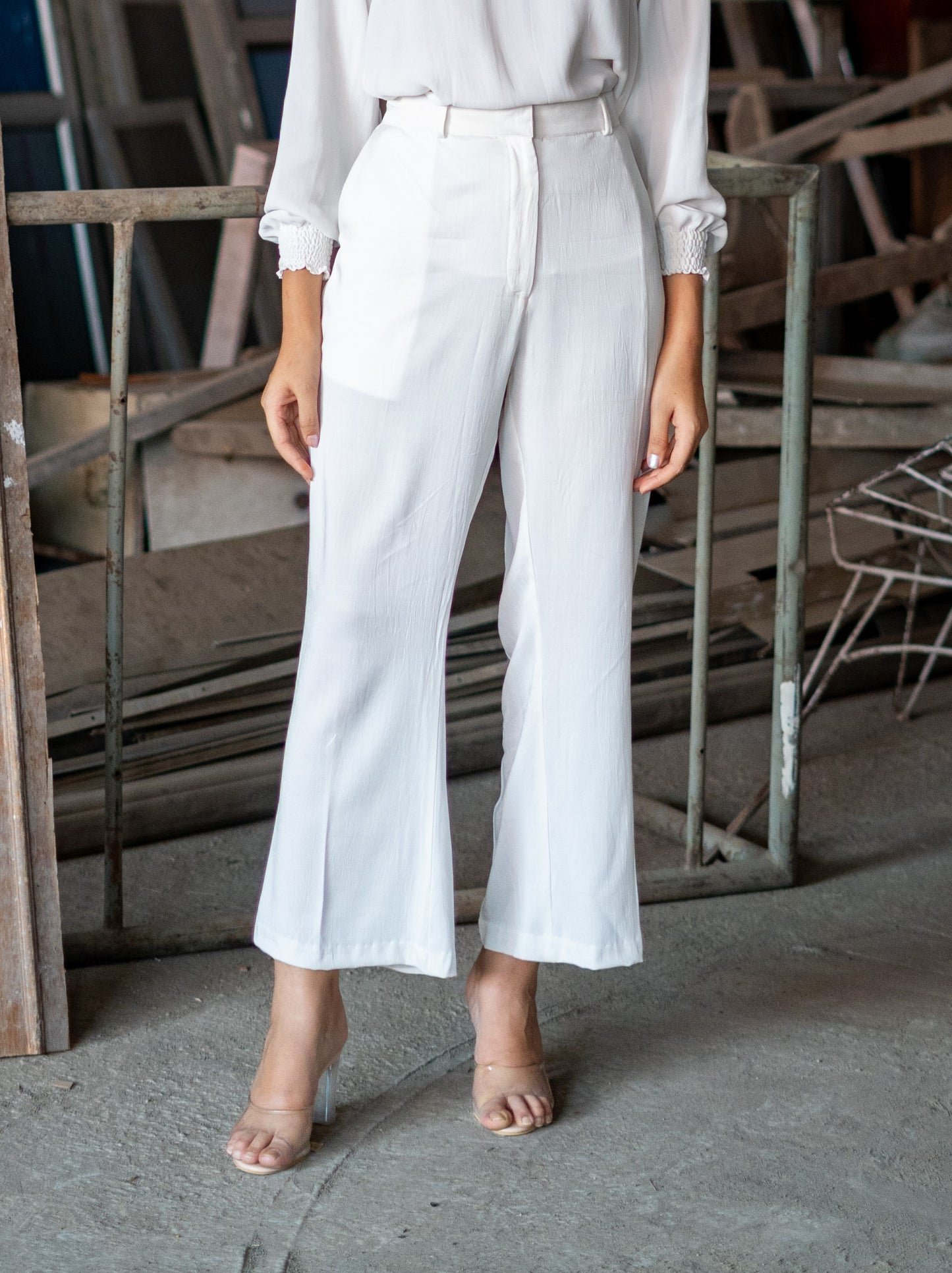 Bootcut Pants - White