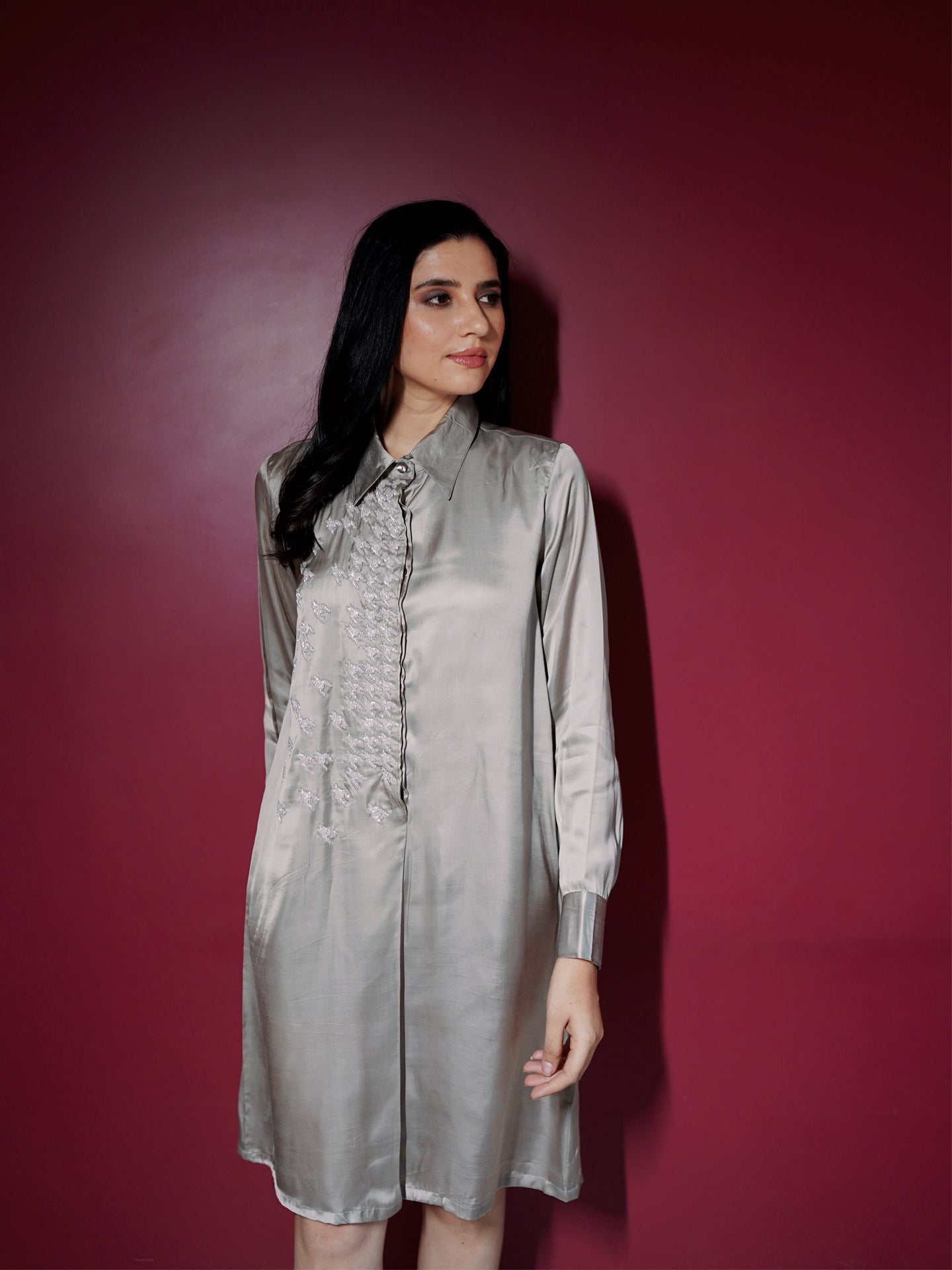 Houndstooth Dress - Champagne