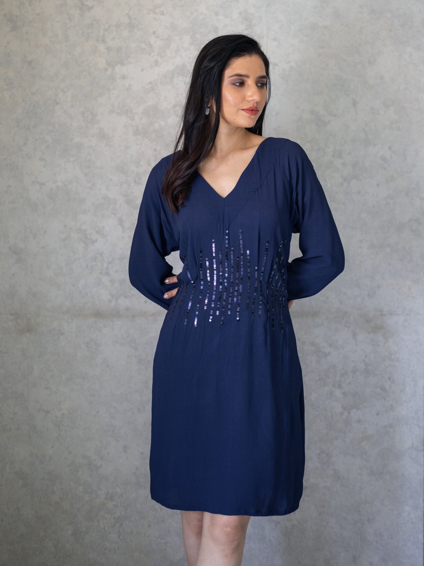 Akin Dress - Navy Blue