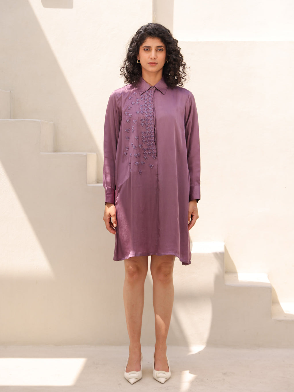 Houndstooth Dress - Grape Wine