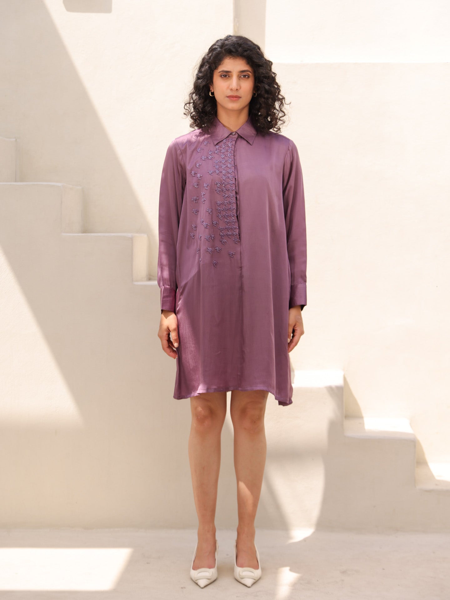 Houndstooth Dress - Grape Wine