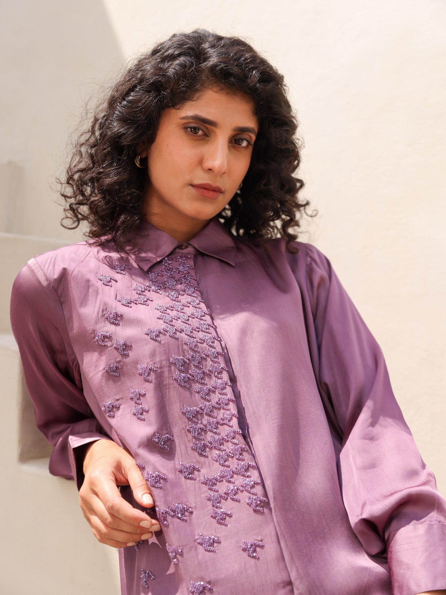 Houndstooth Dress - Grape Wine