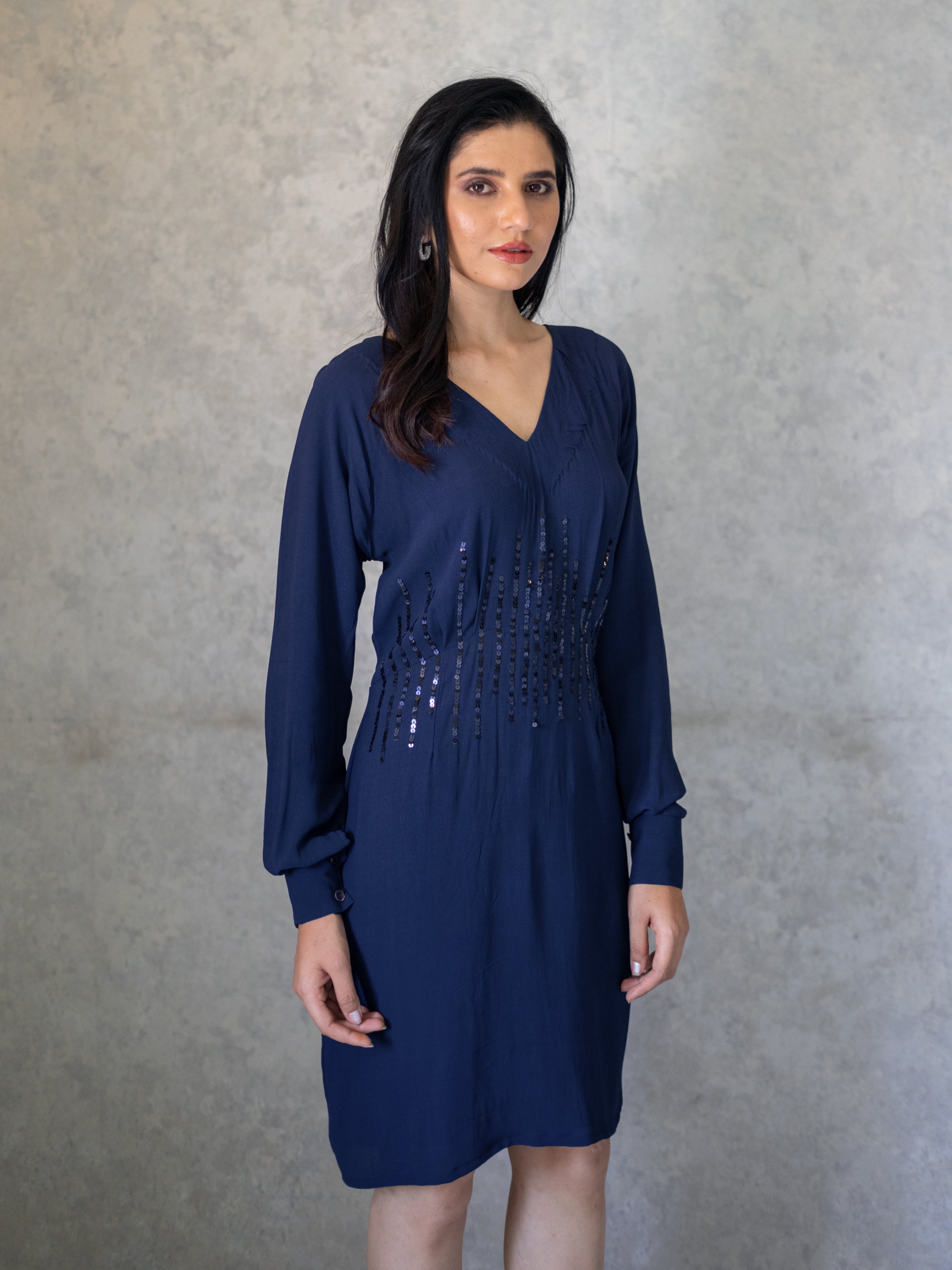 Akin Dress - Navy Blue