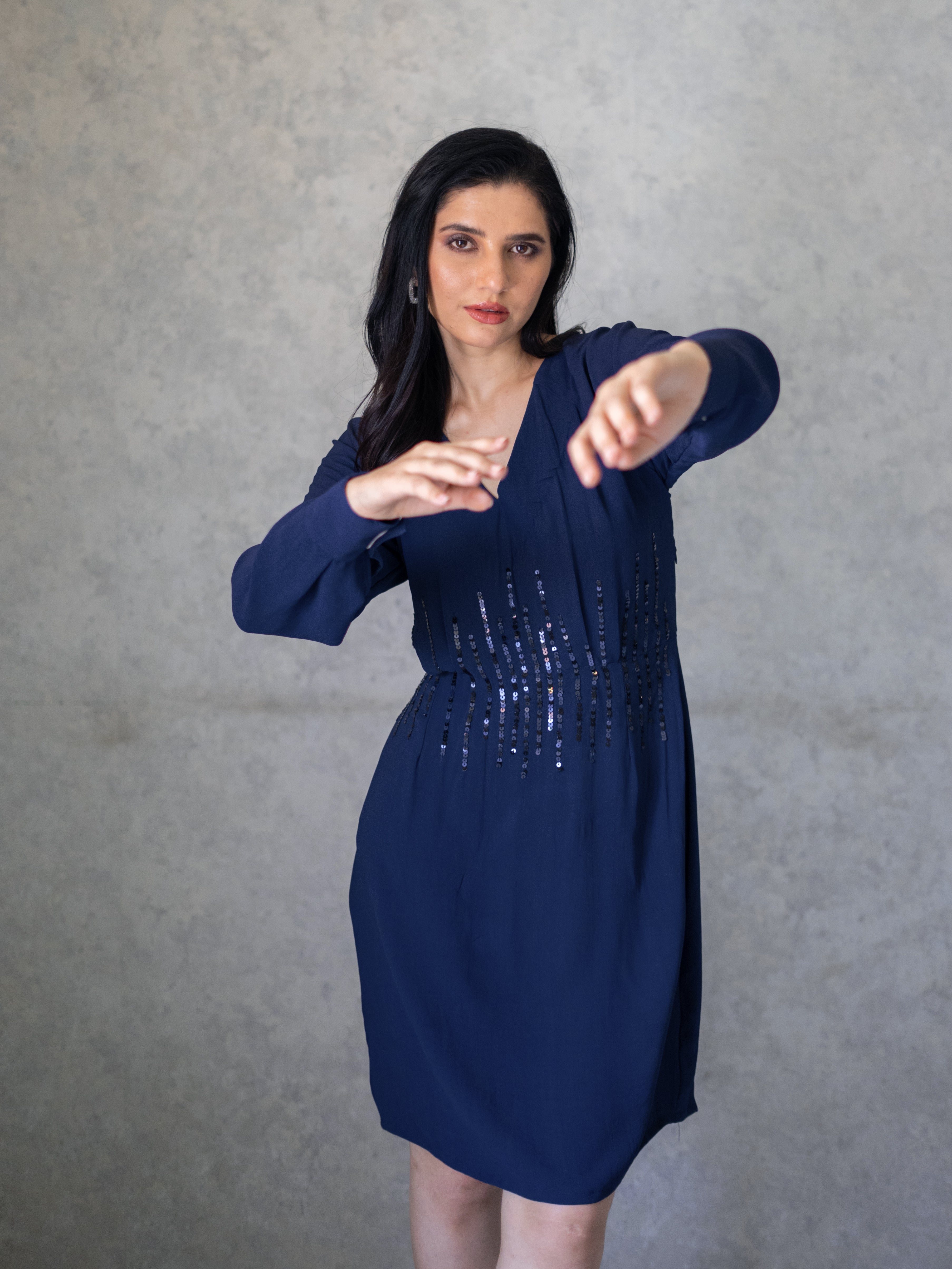 Akin Dress - Navy Blue